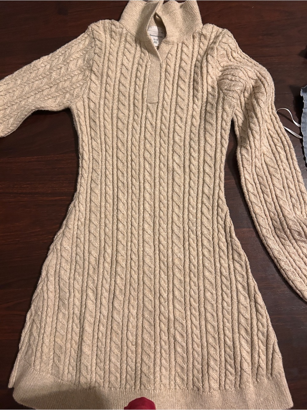 abercrombie kids cream cable-knit V-neck sweater